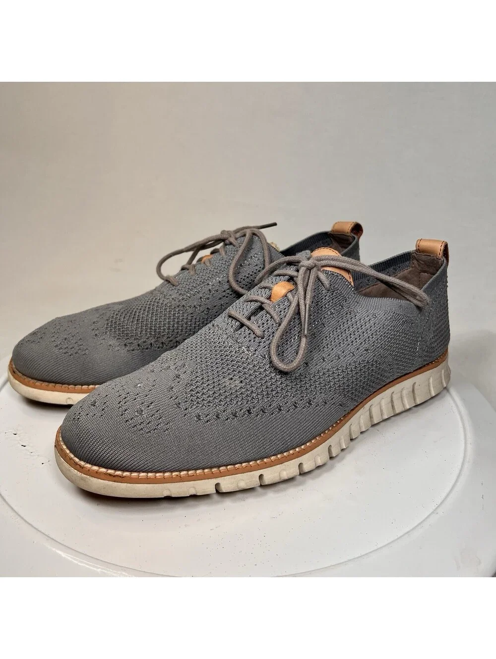 Cole Haan Zerogrand Stitchlite Wingtip Oxford Gray Knit Shoes Men’s Sz 9M C24944